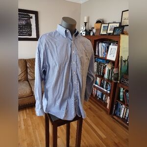 Jos. A. Bank Traveler's Collection Blue Check Long Sleeve Dress Shirt Size 17